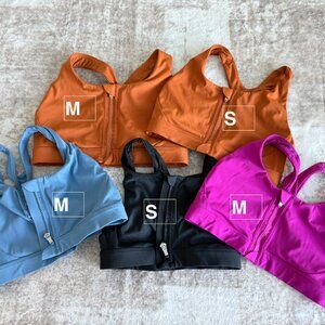 Athleta Front Zip Sports Bra Bundle (5 pcs) | Size S & M | Medium-High Support